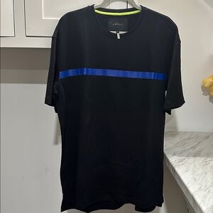 Black T-Shirt with Blue Stripe
